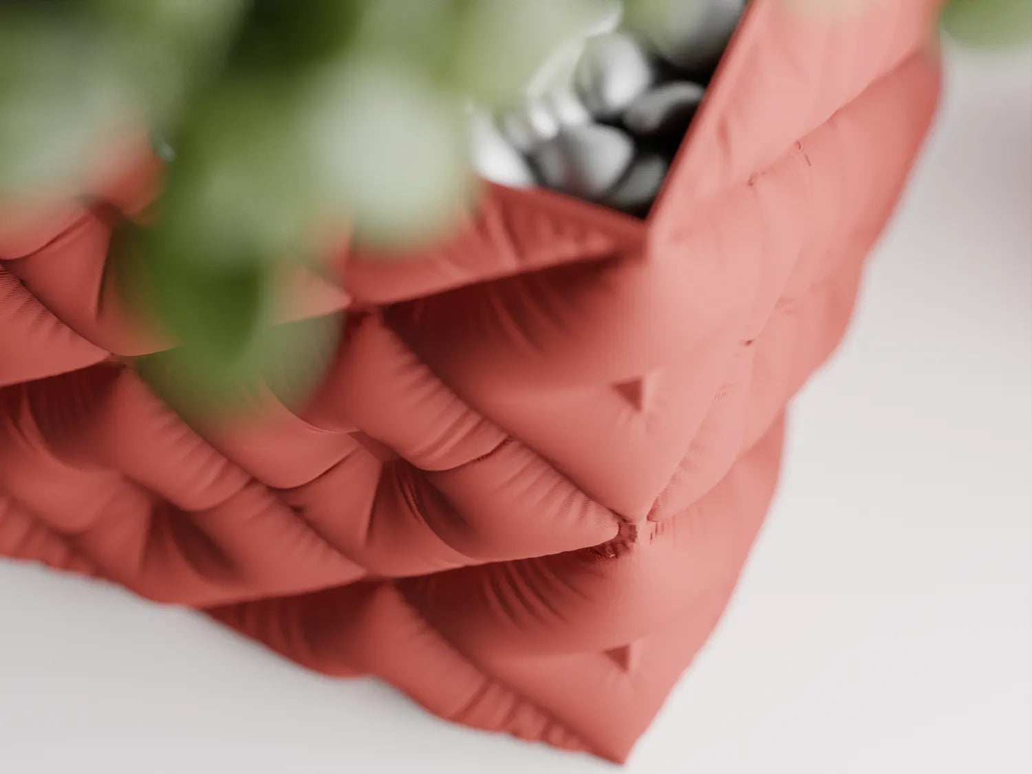 Геометрична 3D принтирана саксия Cushio с капитониран релеф