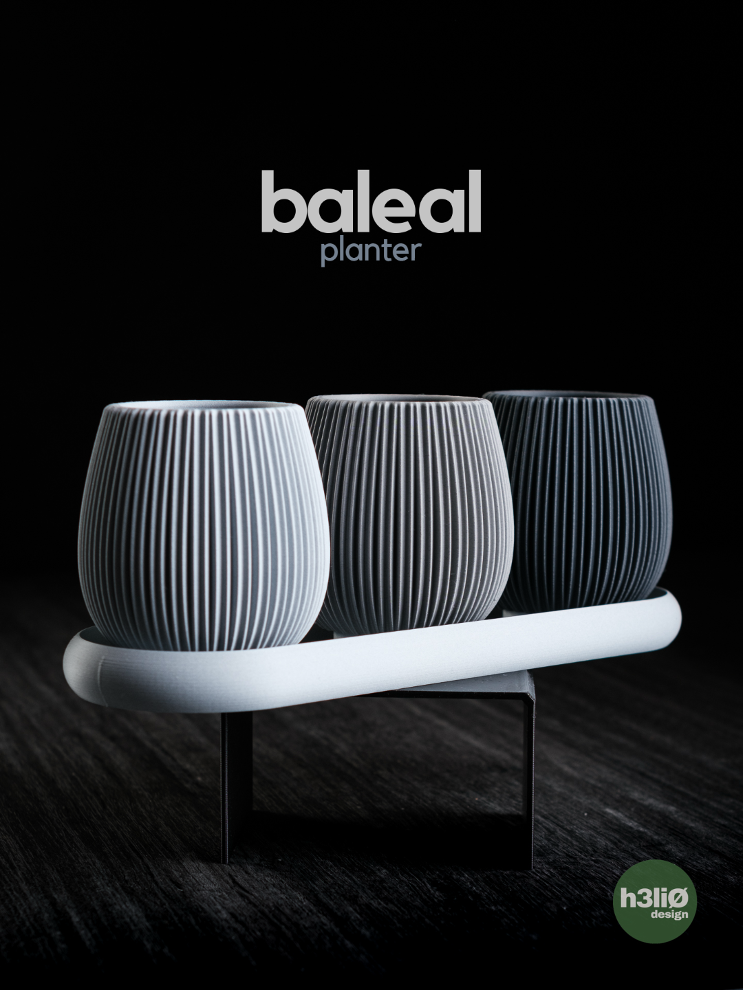 Baleal — комплект от три ребрести planter-а с обща тава-поставка