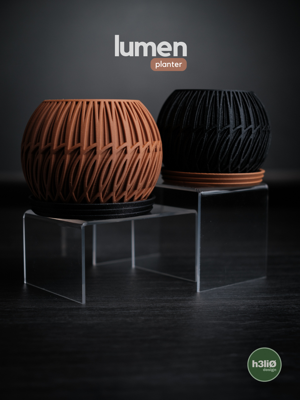 Lumen — комплект сферични planter-и с ажурен листовиден мотив
